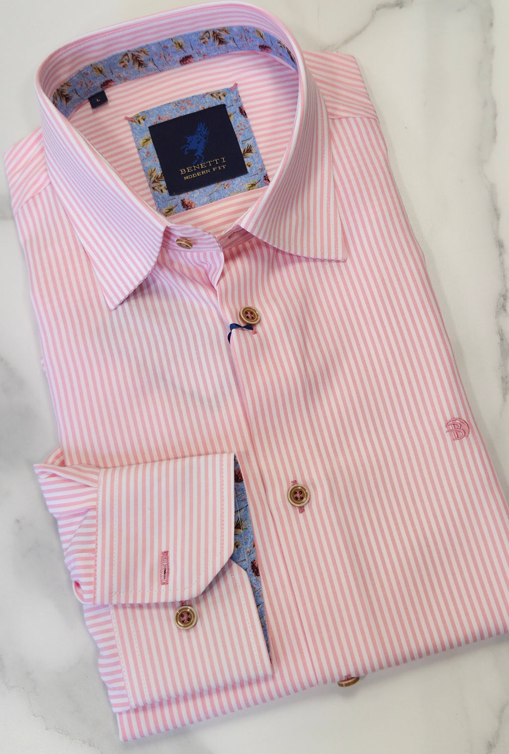 BENETTI ALEXANDER L/S SHIRT - PINK/WHITE
