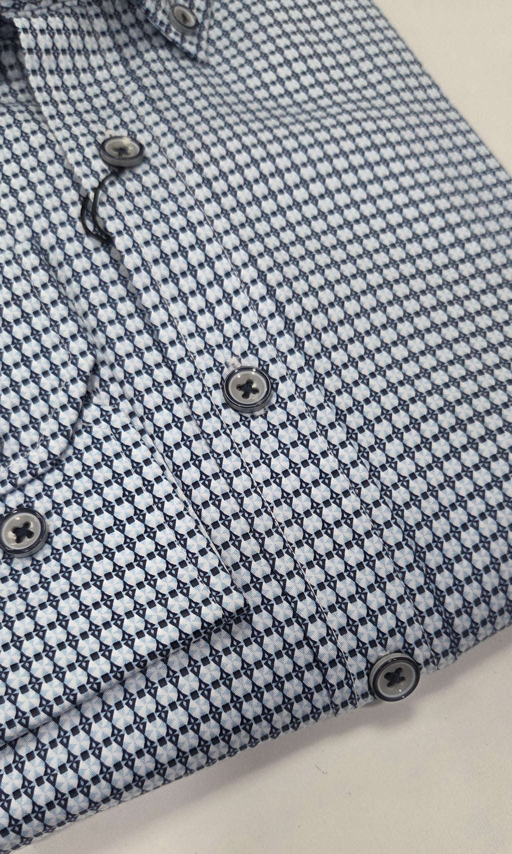 BUGATTI PATTERN L/S SHIRT (28510F/390) - BLUE
