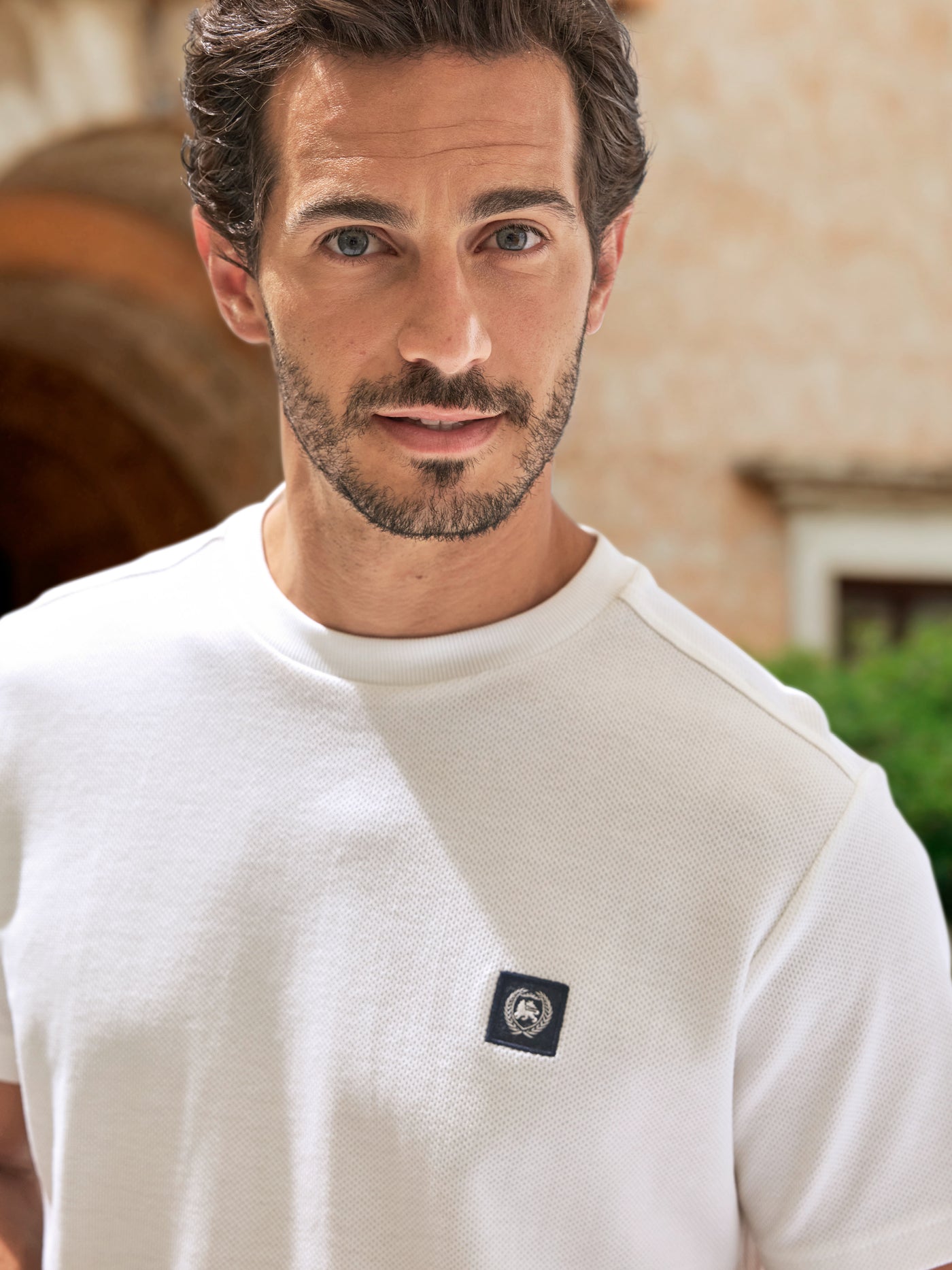 LERROS TEXTURED CREW T-SHIRT- WHITE