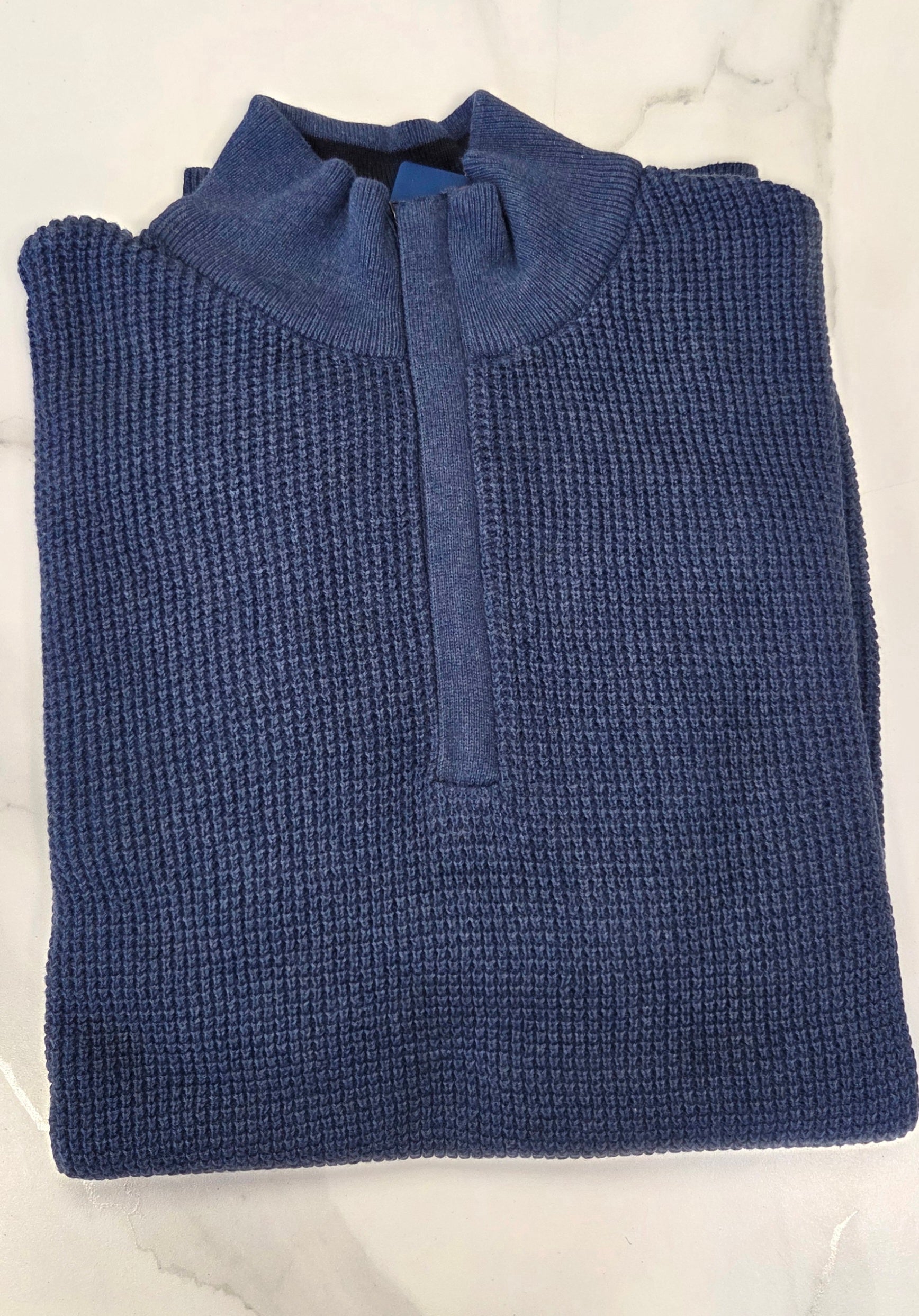BAILEYS TEXTURED 1/4 ZIP KNITWEAR - DENIM