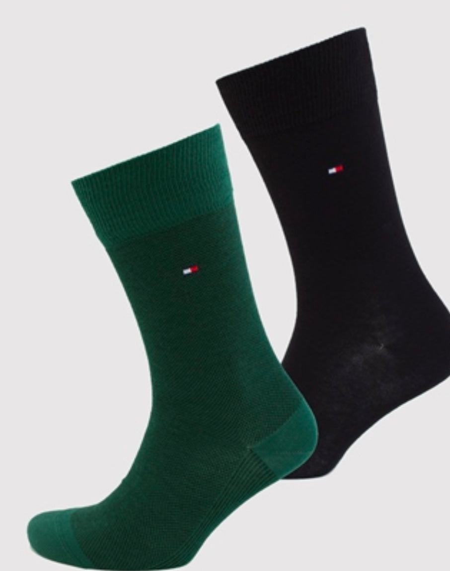 TOMMY HILFIGER 2 PACK SOCKS - GREEN /NAVY