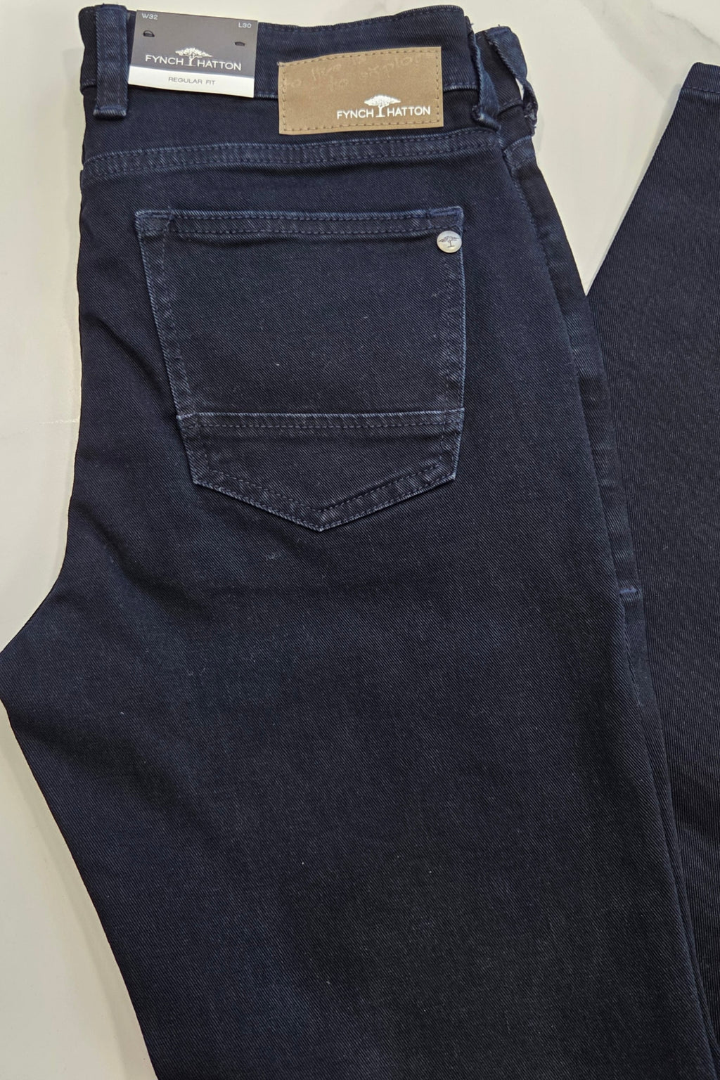 FYNCH HATTON STRETCH JEANS - BLUE/BLACK DENIM