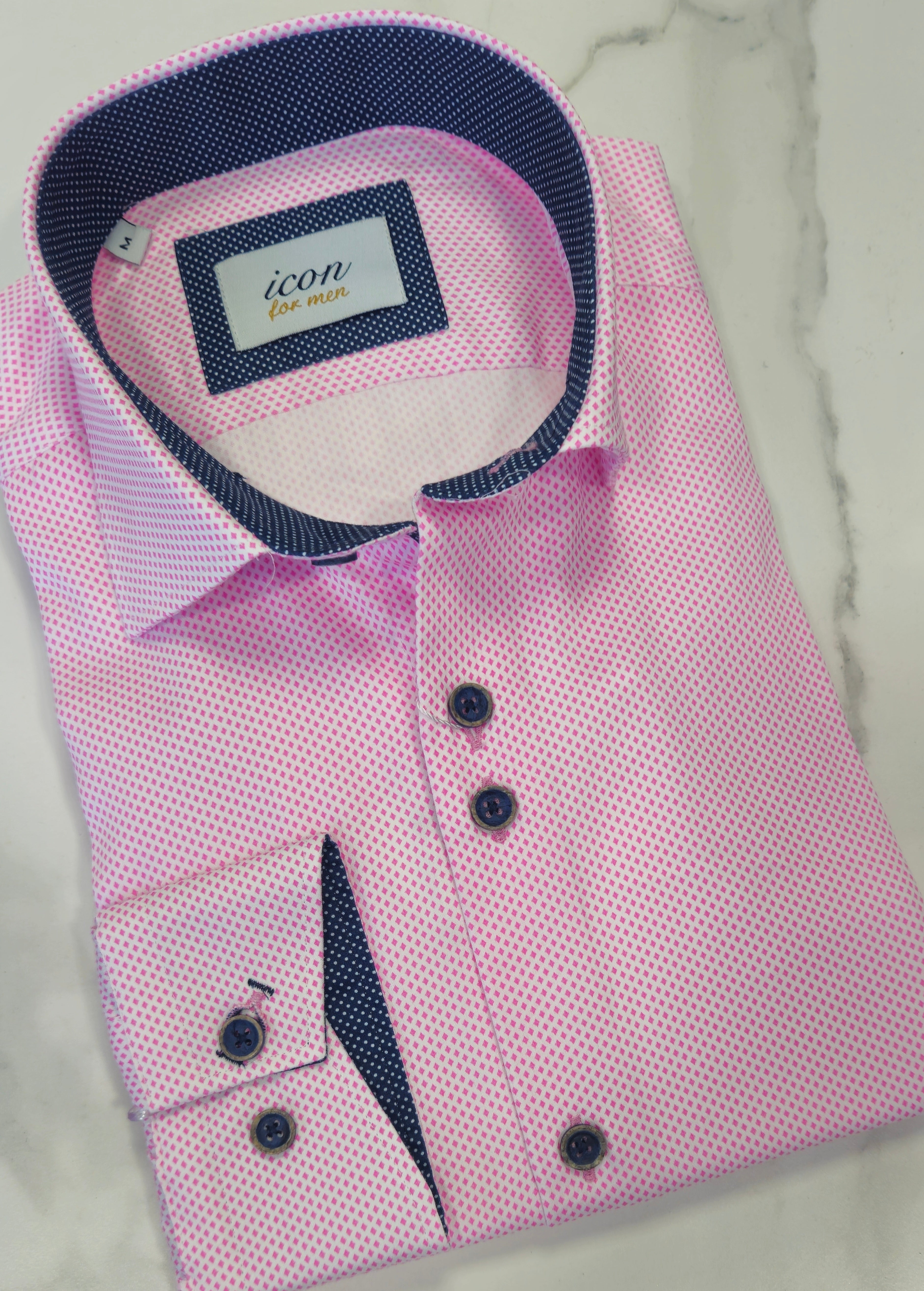 ADVISE/ICON PATTERN L/S SHIRT- WHITE/PINK