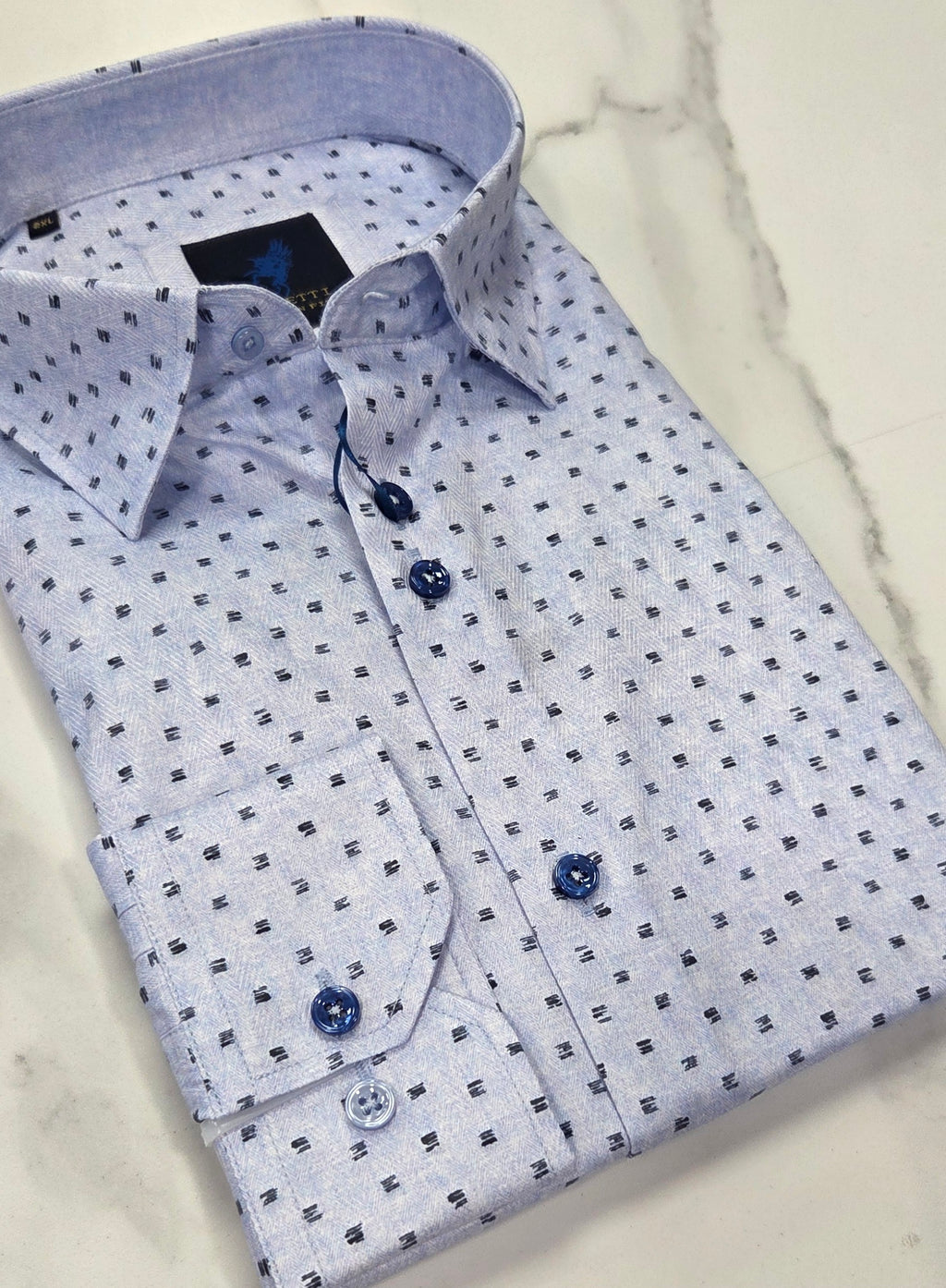 BENETTI FULHAM PATTERN L/S SHIRT - SKY BLUE