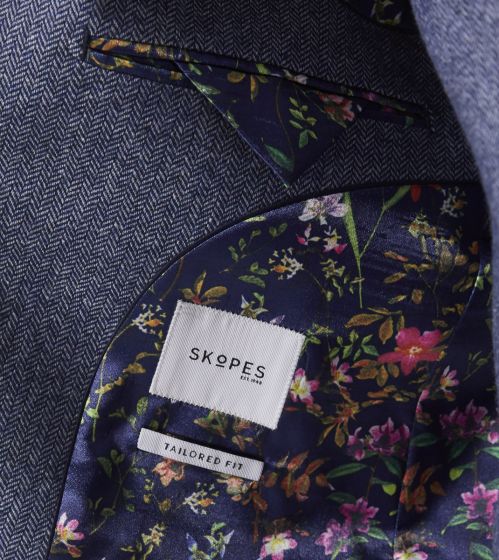 SKOPES JUDE HERRINGBONE BLAZER - NAVY BLUE