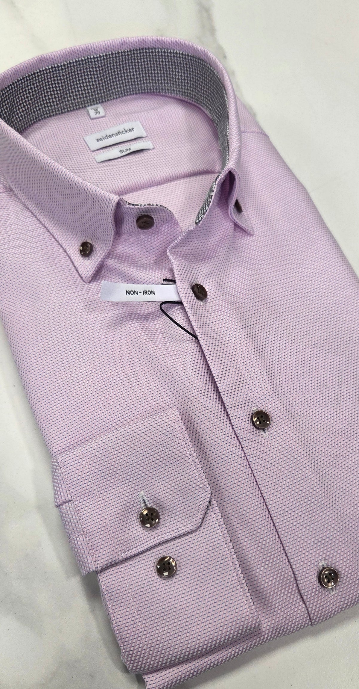 SEIDENSTICKER FLICK PATTERN SLIM FIT L/S SHIRT (01.852426.42) - PINK/BLUE