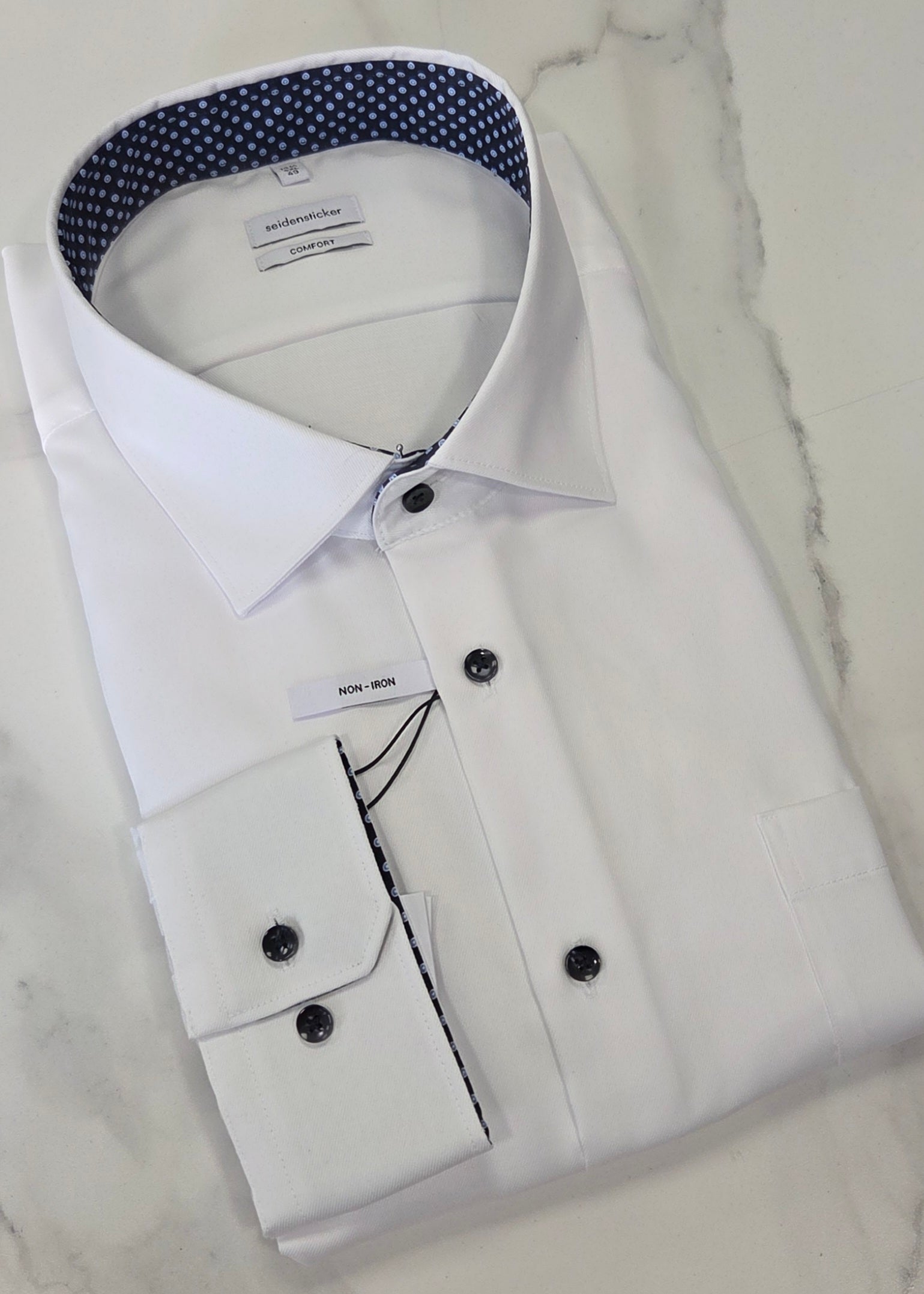 SEIDENSTICKER KENT REGULAR FIT L/S SHIRT PLUS SIZED (01.845542/01) - WHITE