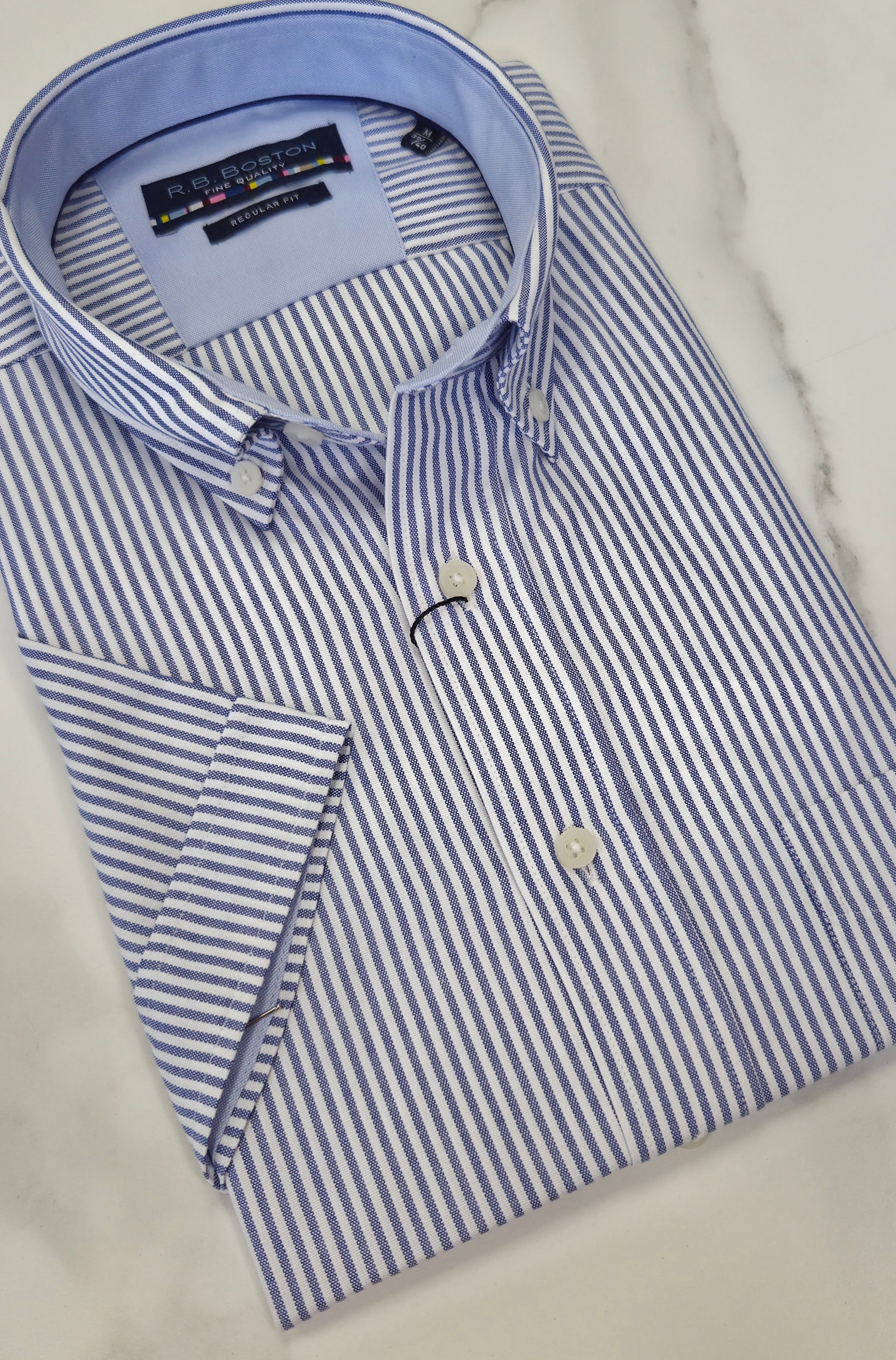 R.B BOSTON STRIPE S/S SHIRT (616670/65) - BLUE/WHITE