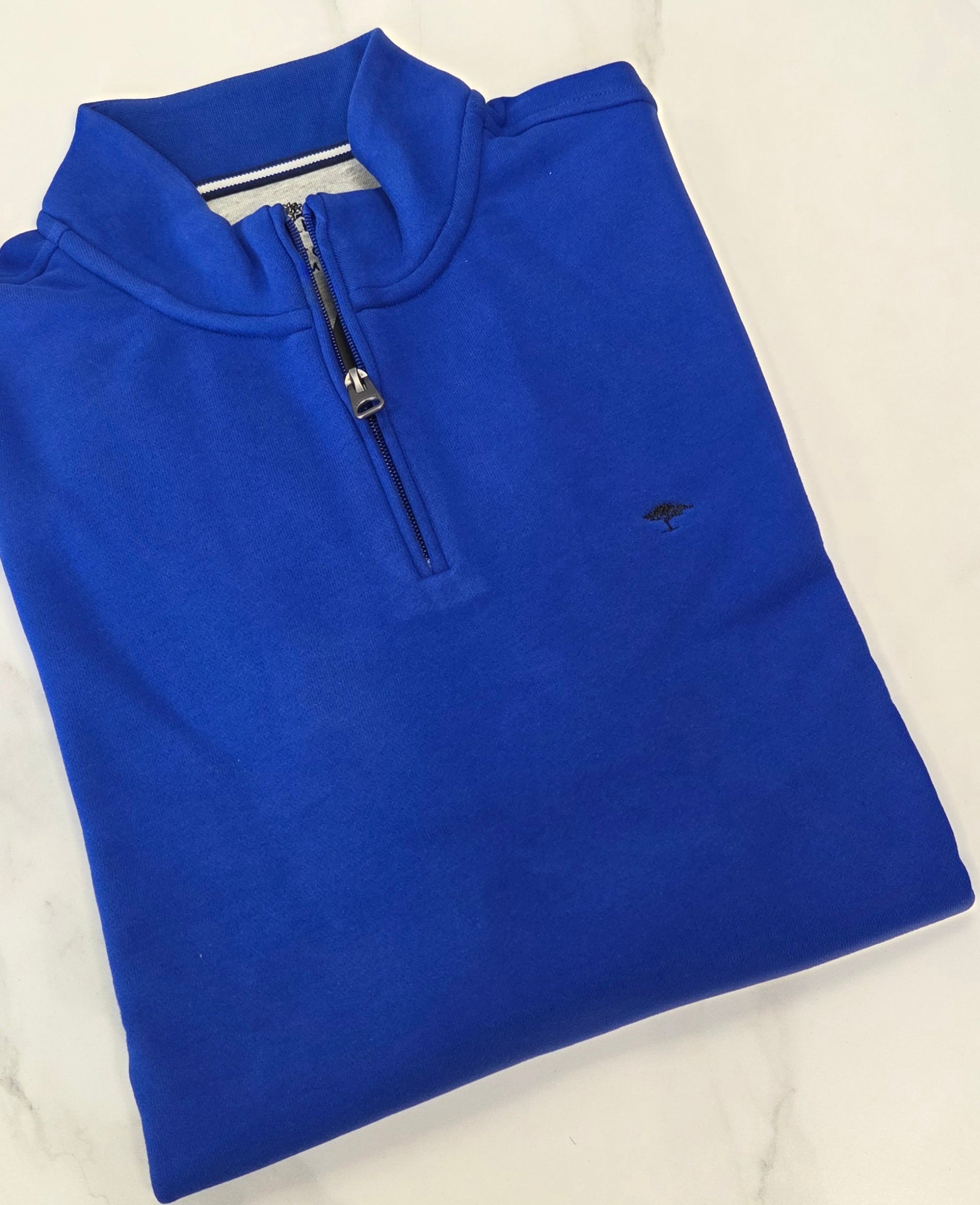 FYNCH HATTON 1/4 ZIP SWEATSHIRT - BLUE