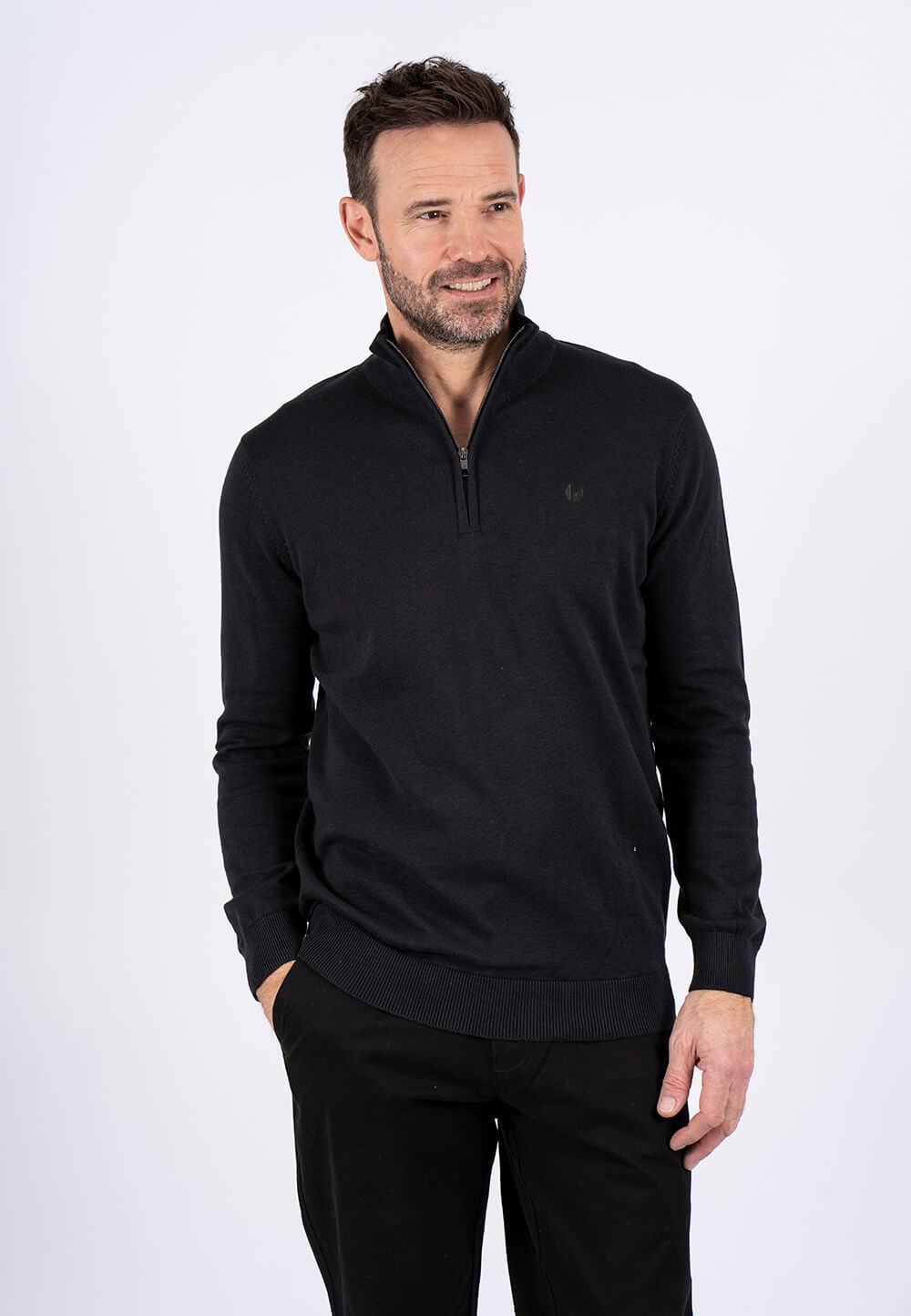 PRE END MALCOM ZIP KNITWEAR - BLACK