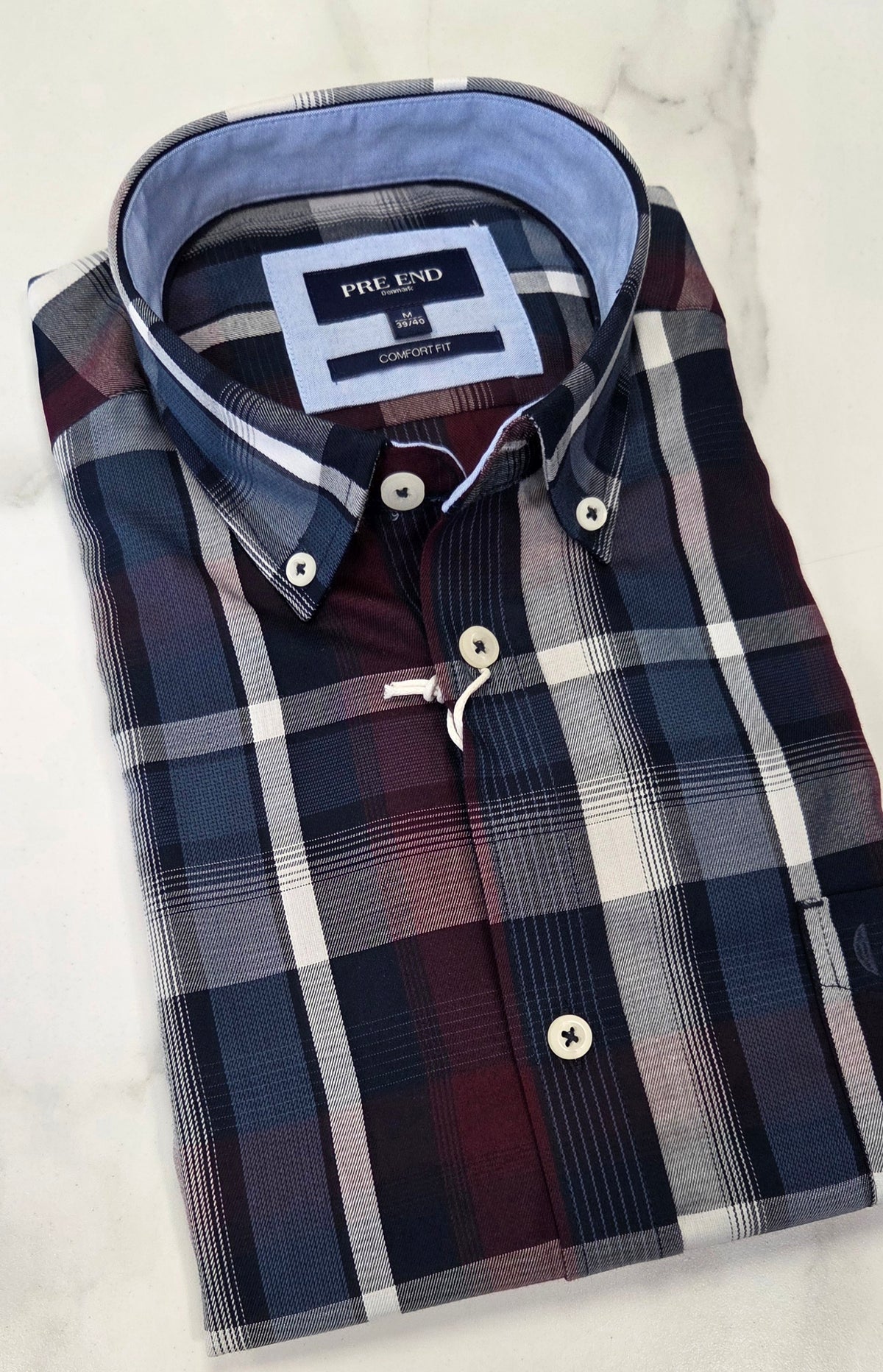PRE END ROME CHECK L/S SHIRT - SAPPHIRE