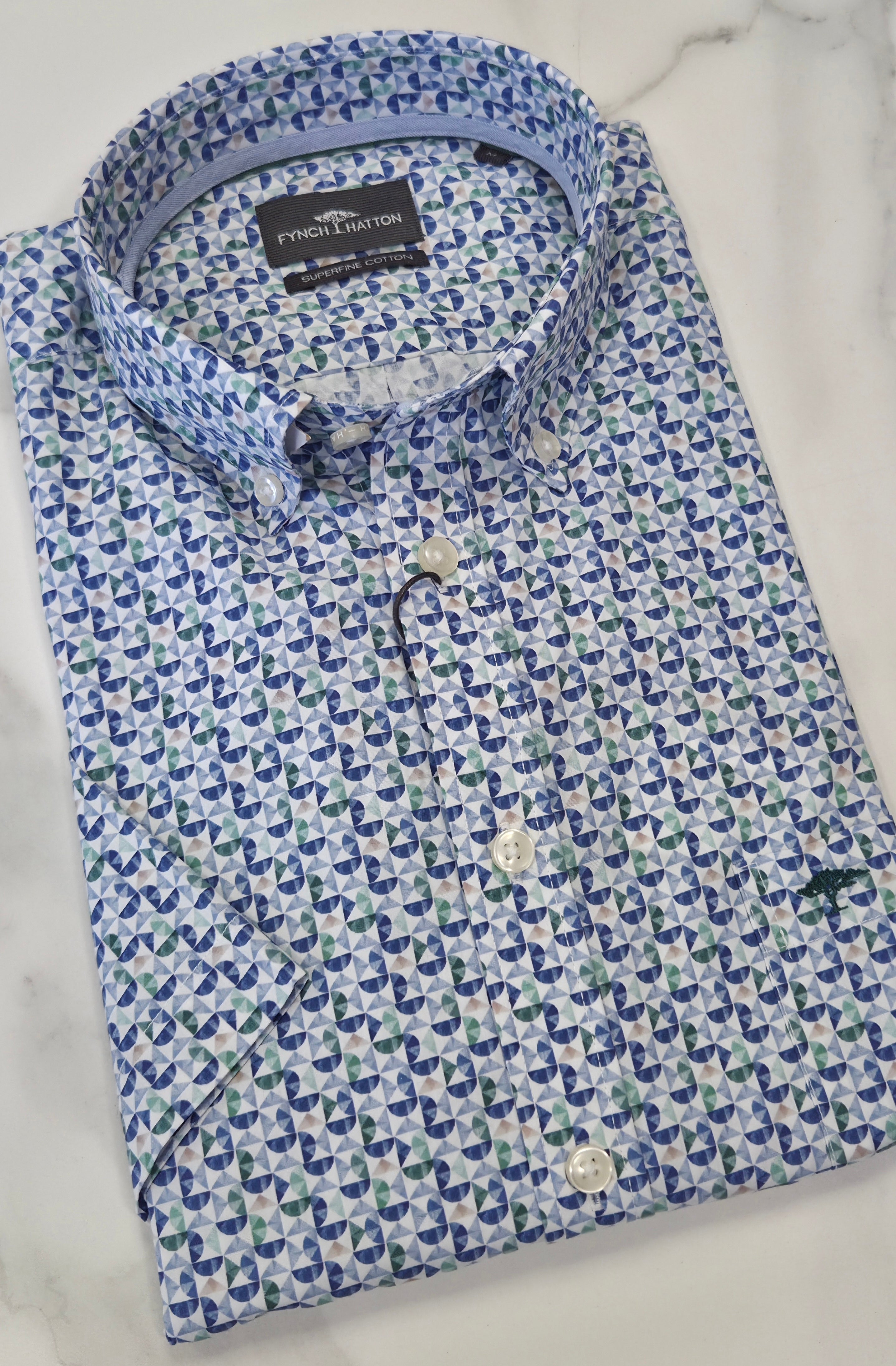 FYNCH HATTON RETRO PRINT S/S SHIRT - MULTI