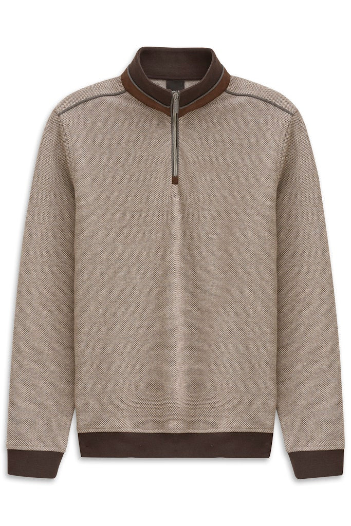 BUGATTI 1/4 ZIP TROYER KNIT (85060D/90) - BROWN/BEIGE
