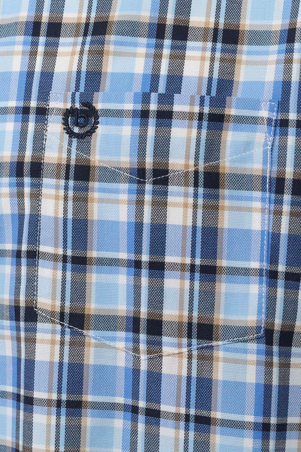 BUGATTI CHECK SHIRT SHORT SLEEVE - BLUE
