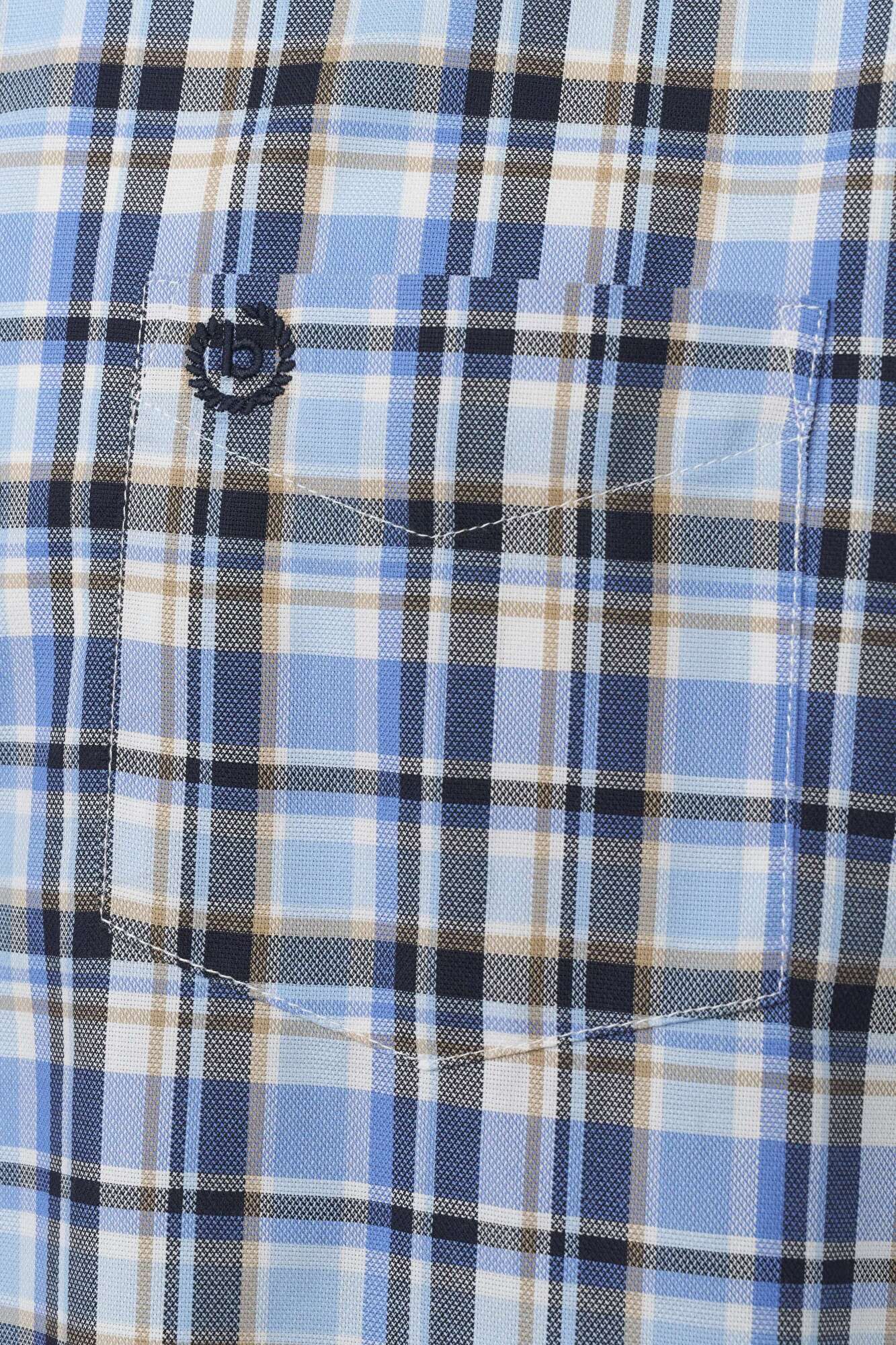 BUGATTI CHECK SHIRT SHORT SLEEVE - BLUE