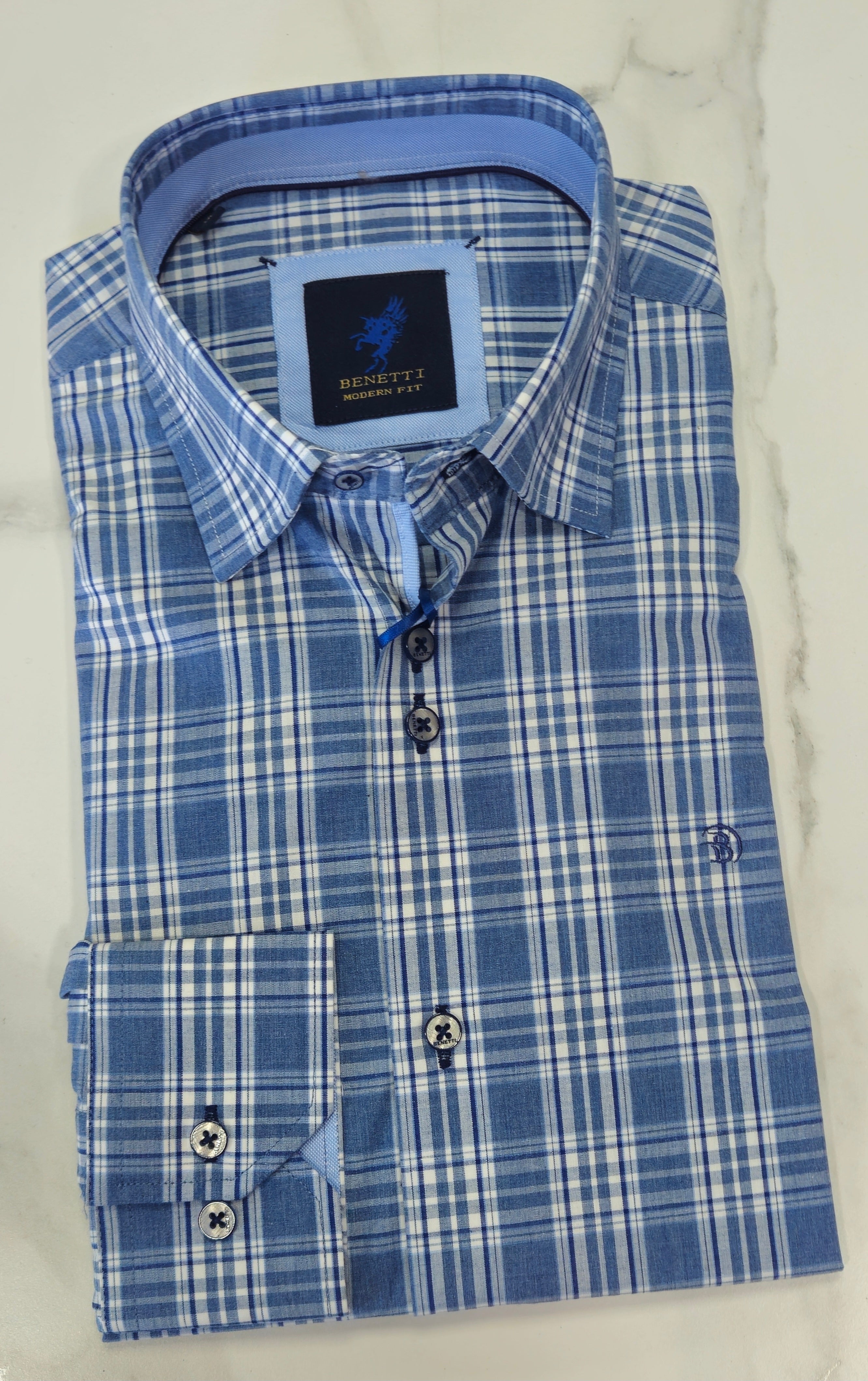 BENETTI  ANGLEY L/S SHIRT - BLUE/NAVY