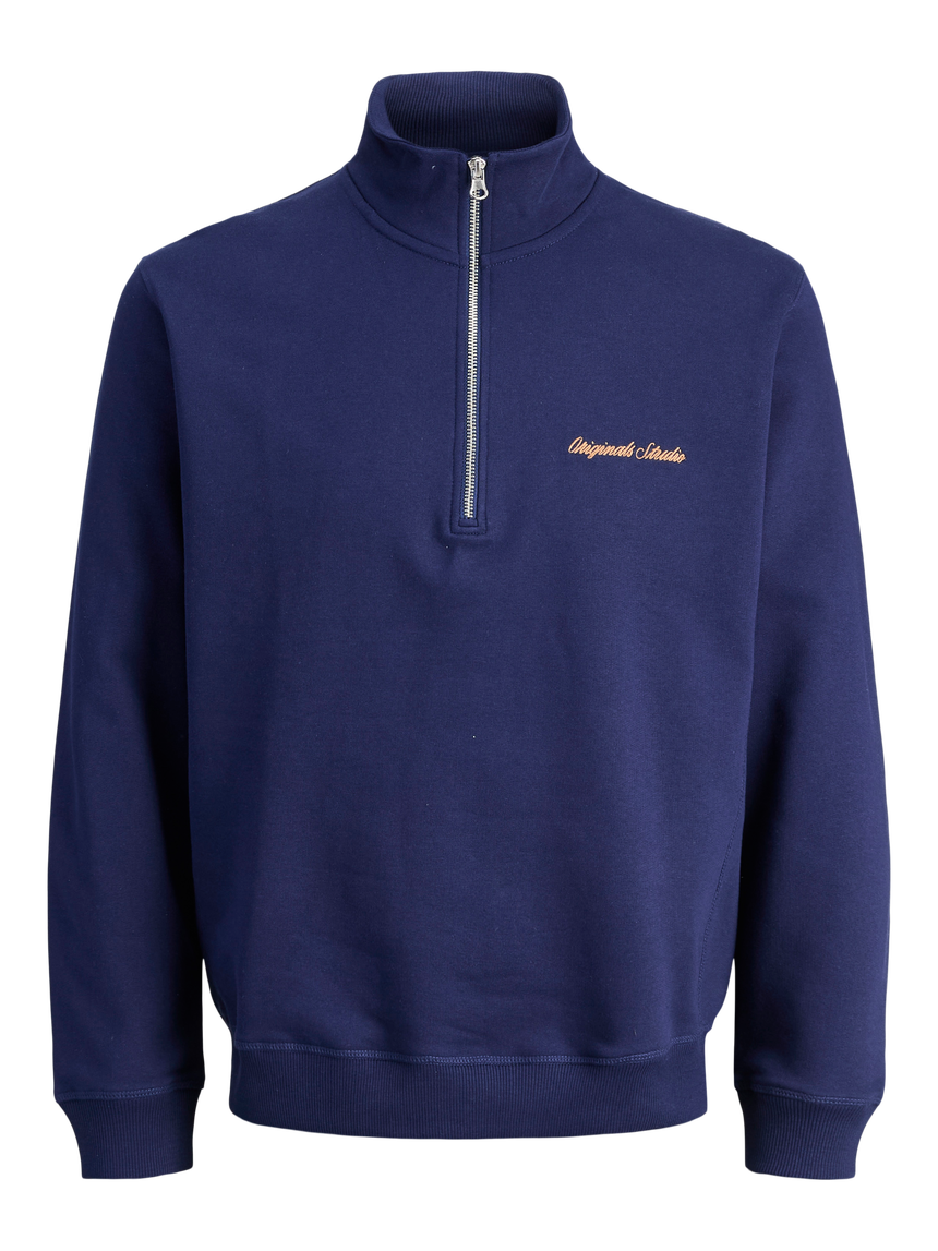 JACK & JONES JORNORREBRO 1/4 ZIP SWEATSHIRT - NAVY