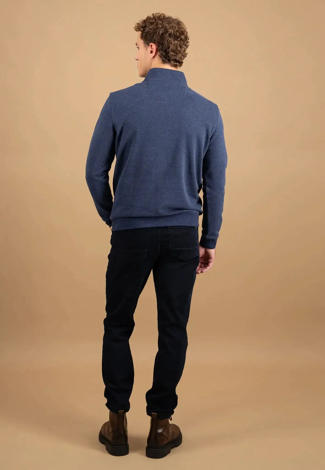 FYNCH HATTON 1/4 ZIP SWEATSHIRT  - MIDNIGHT BLUE