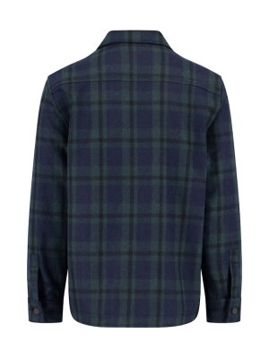 FYNCH HATTON WOOL ZIP UP SHACKET - NAVY/KHAKI