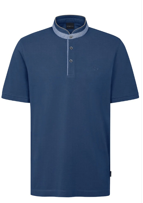BUGATTI GRANDFATHER COLLAR POLO SHIRT - NAVY