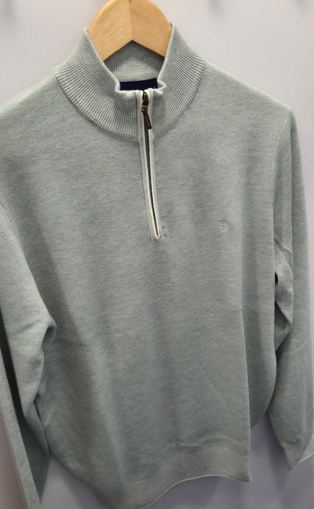 BENETTI JULIUS 1/4 ZIP KNITWEAR - MINT