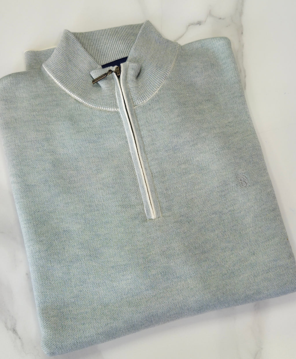 BENETTI JULIUS 1/4 ZIP KNITWEAR - MINT