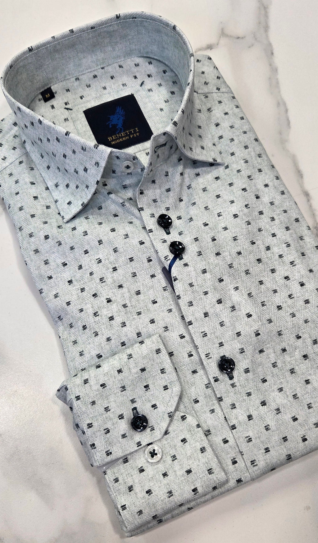 BENETTI FULHAM PATTERN L/S SHIRT - FOREST