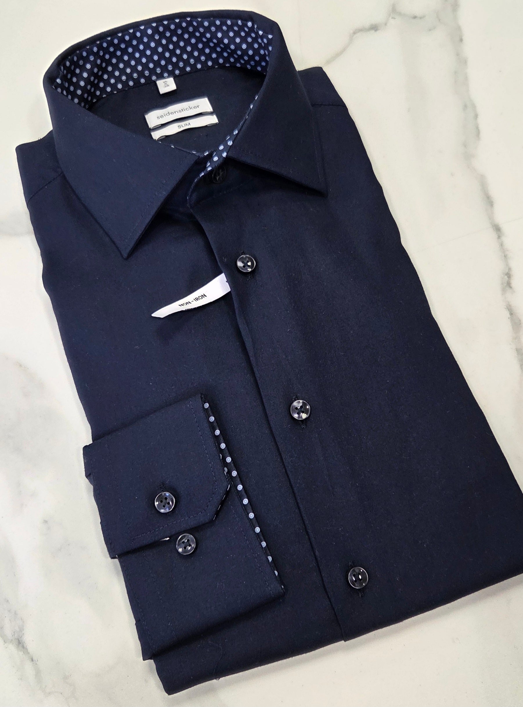 SEIDENSTICKER SLIM FITL/S SHIRT 01.645330 41 - NAVY