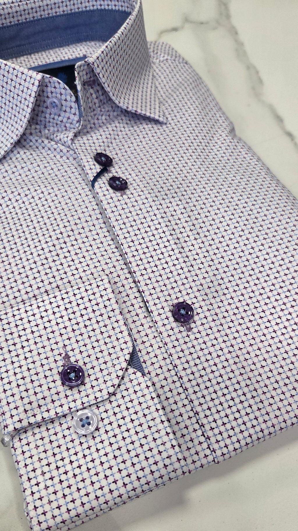 BENETTI KEVIN PATTERN L/S SHIRT - LILAC/BLUE