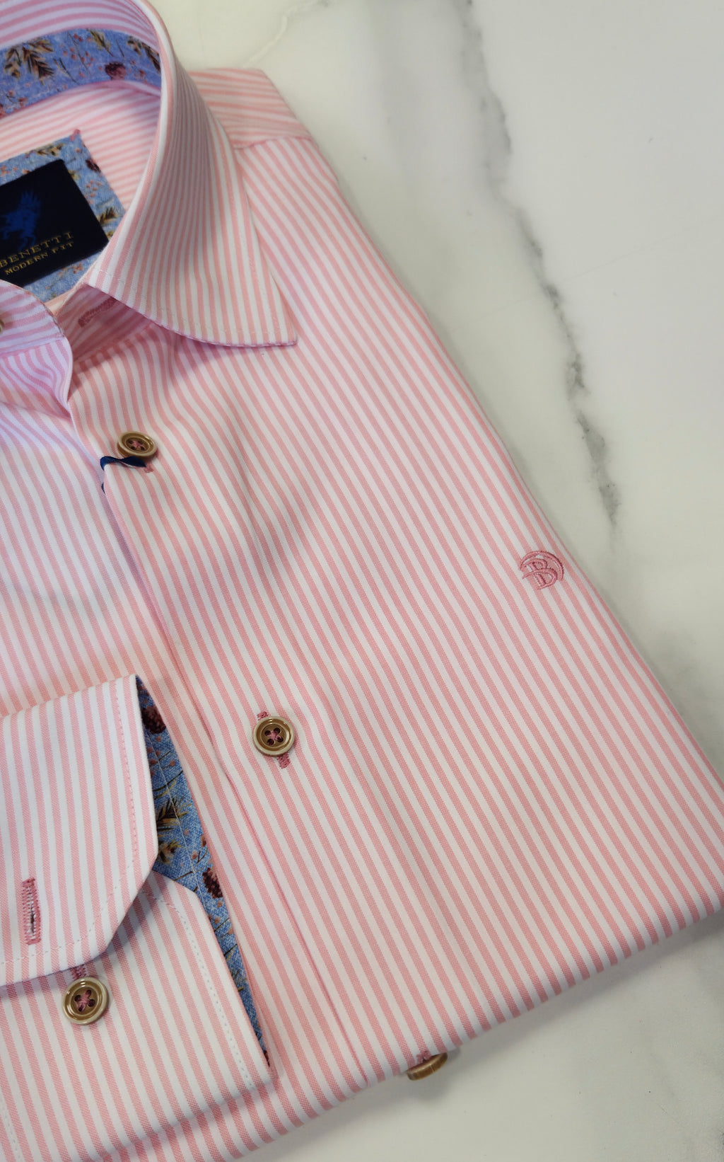 BENETTI ALEXANDER L/S SHIRT - PINK/WHITE