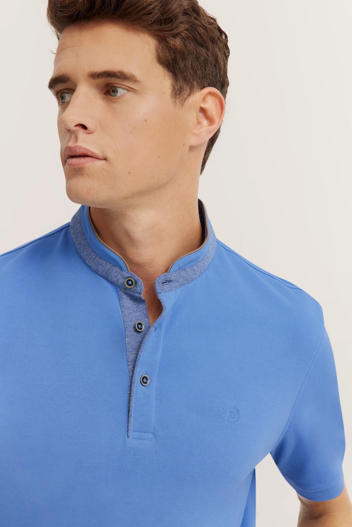 BUGATTI GRANDFATHER COLLAR POLO SHIRT  - BLUE