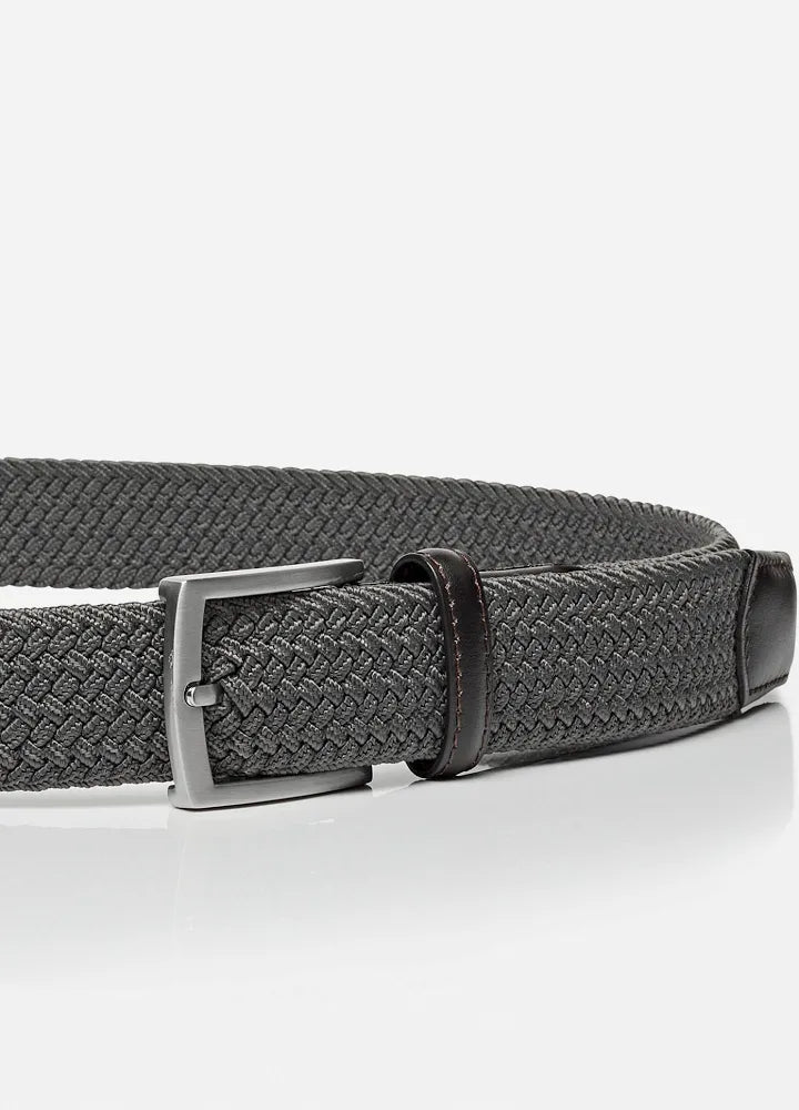 MONTI HAVANNA ELASTIC BRAIDED BELT - GREY