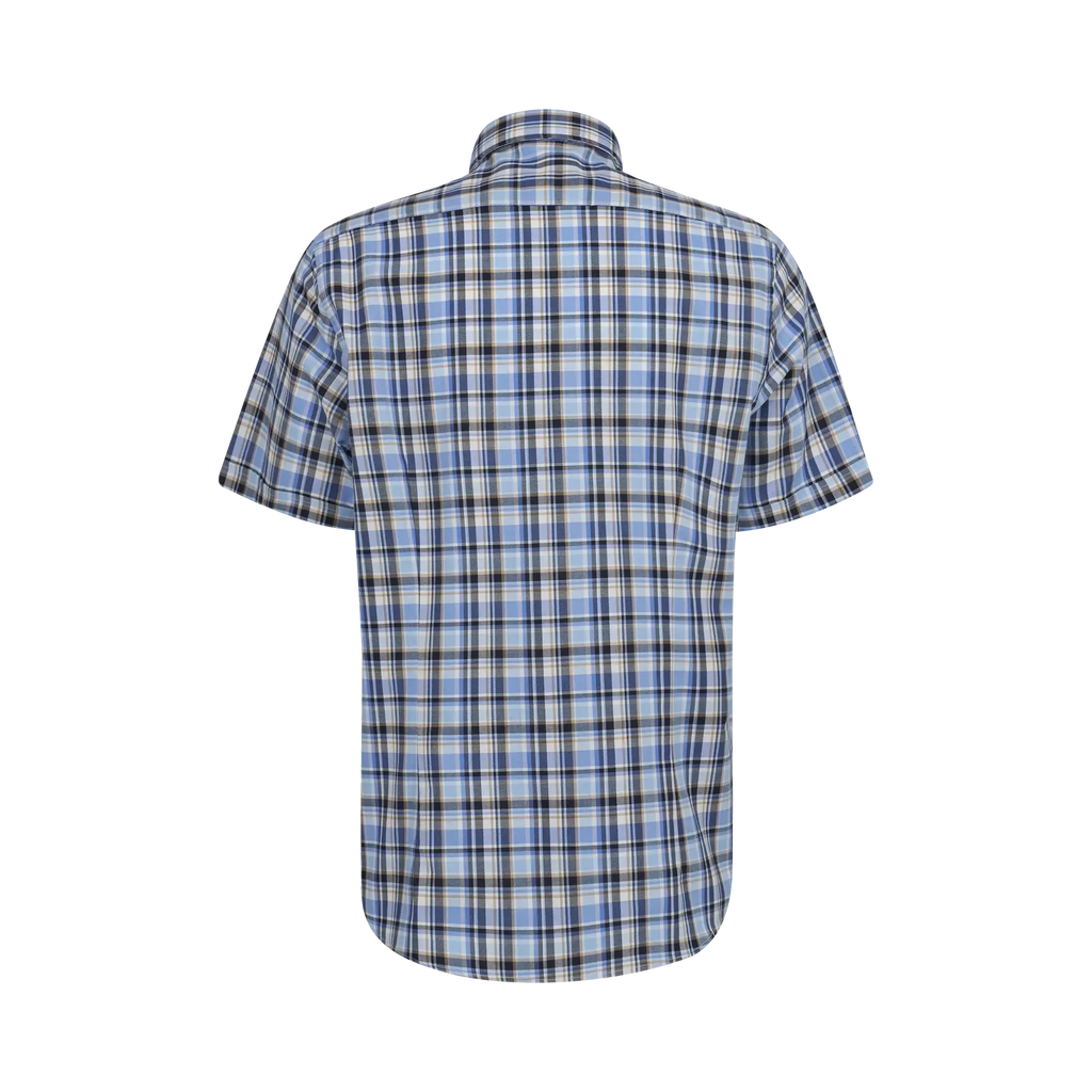 BUGATTI CHECK SHIRT SHORT SLEEVE - BLUE