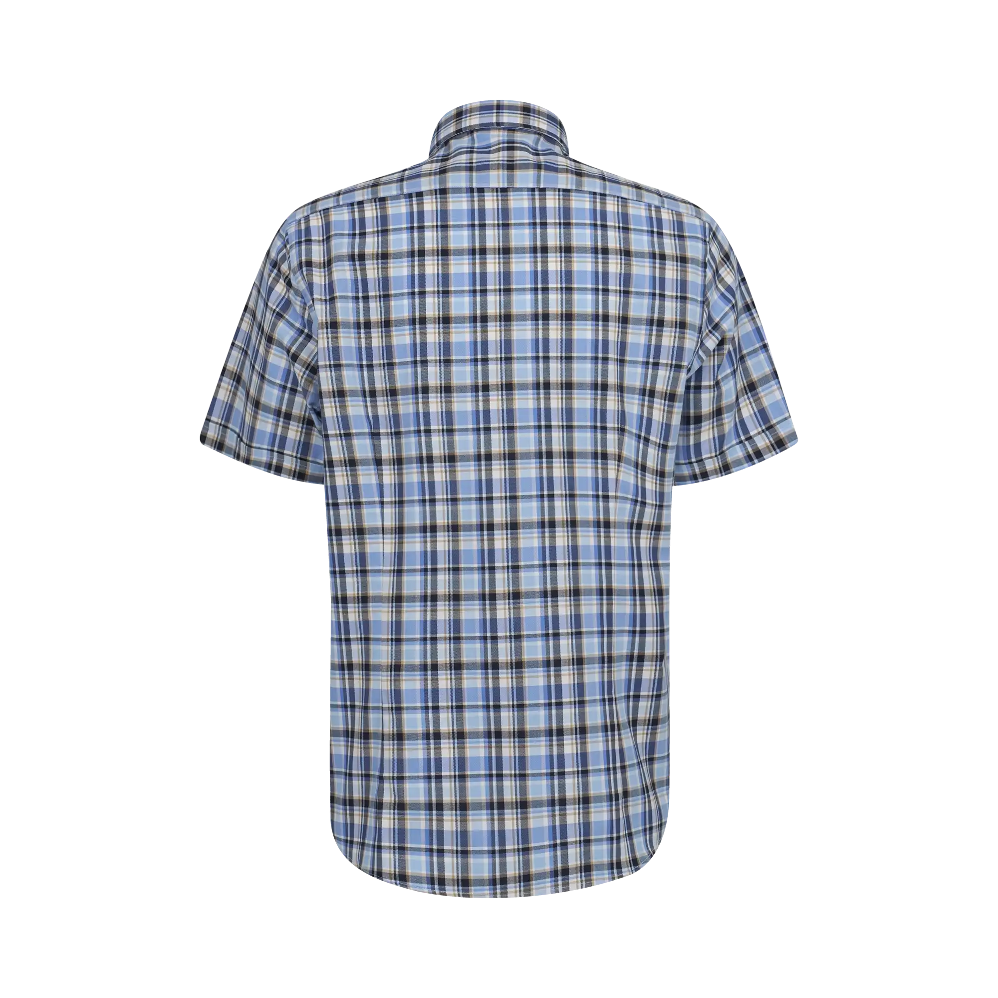 BUGATTI CHECK SHIRT SHORT SLEEVE - BLUE