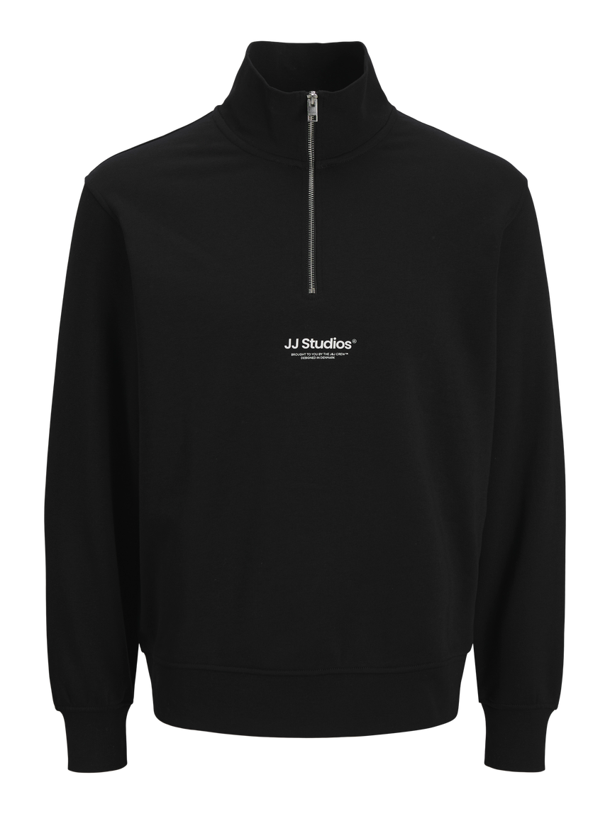 JACK & JONES JJESOHO 1/4 ZIP SWEATSHIRT - BLACK