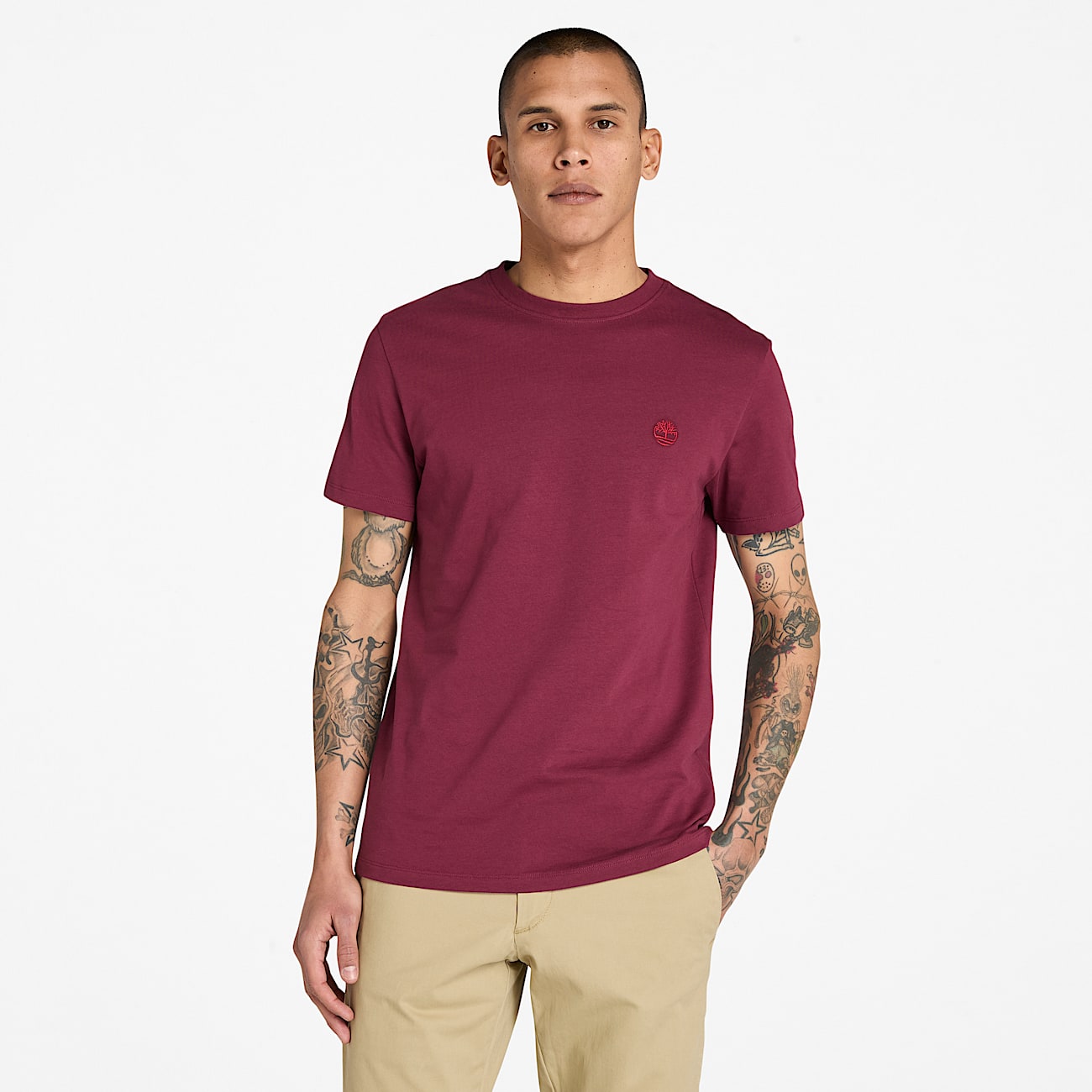 TIMBERLAND SMALL LOGO T-SHIRT  - BURGUNDY