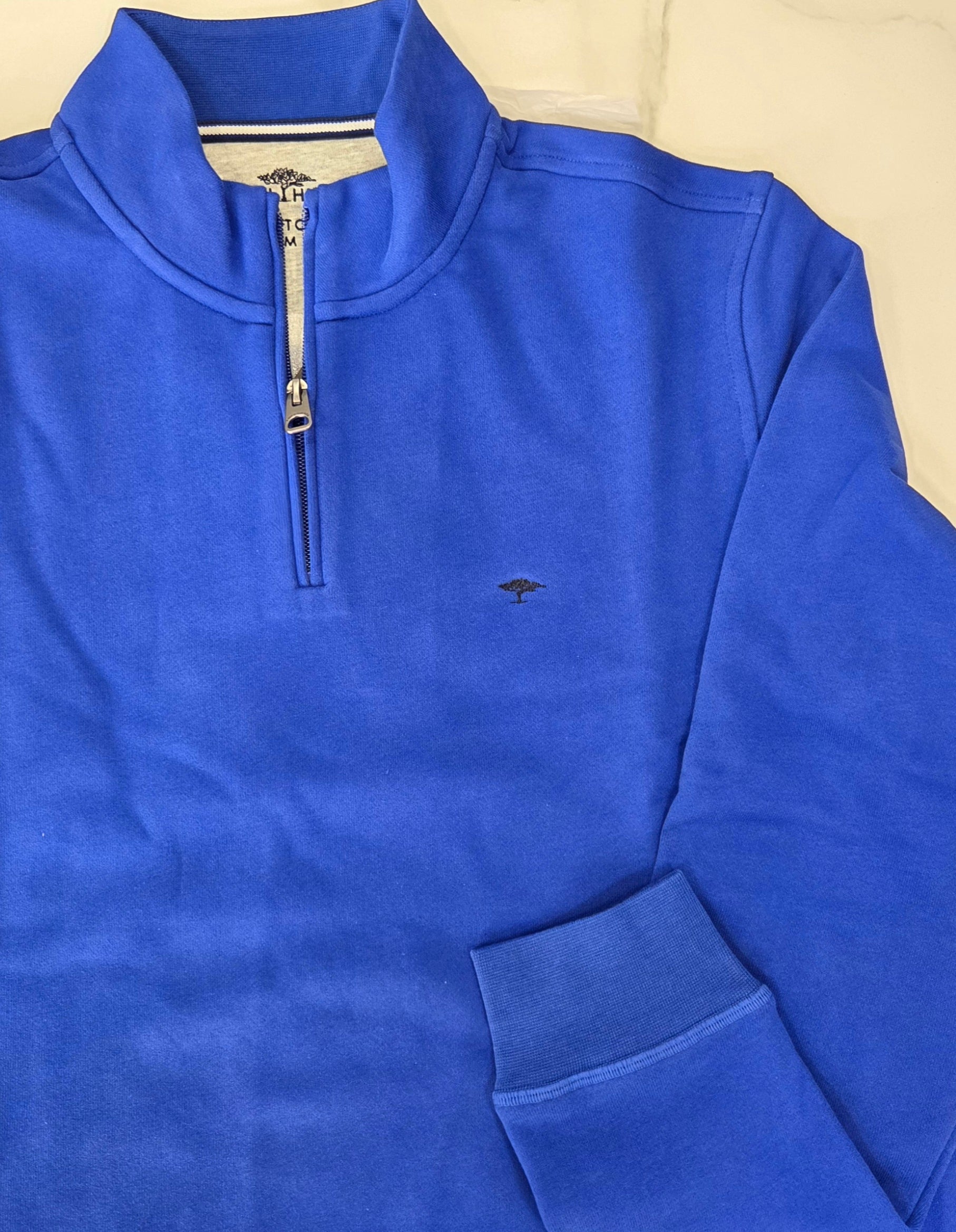 FYNCH HATTON 1/4 ZIP SWEATSHIRT - BLUE