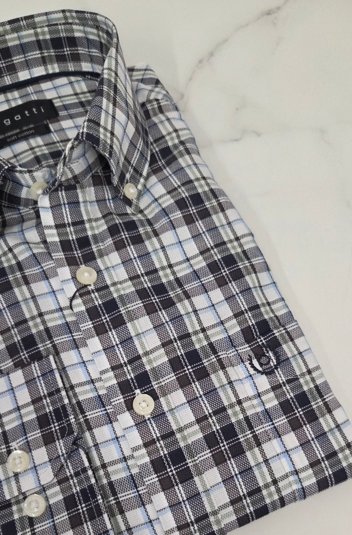 BUGATTI CHECK L/S SHIRT (28404F/180) - BROWN/GREEN