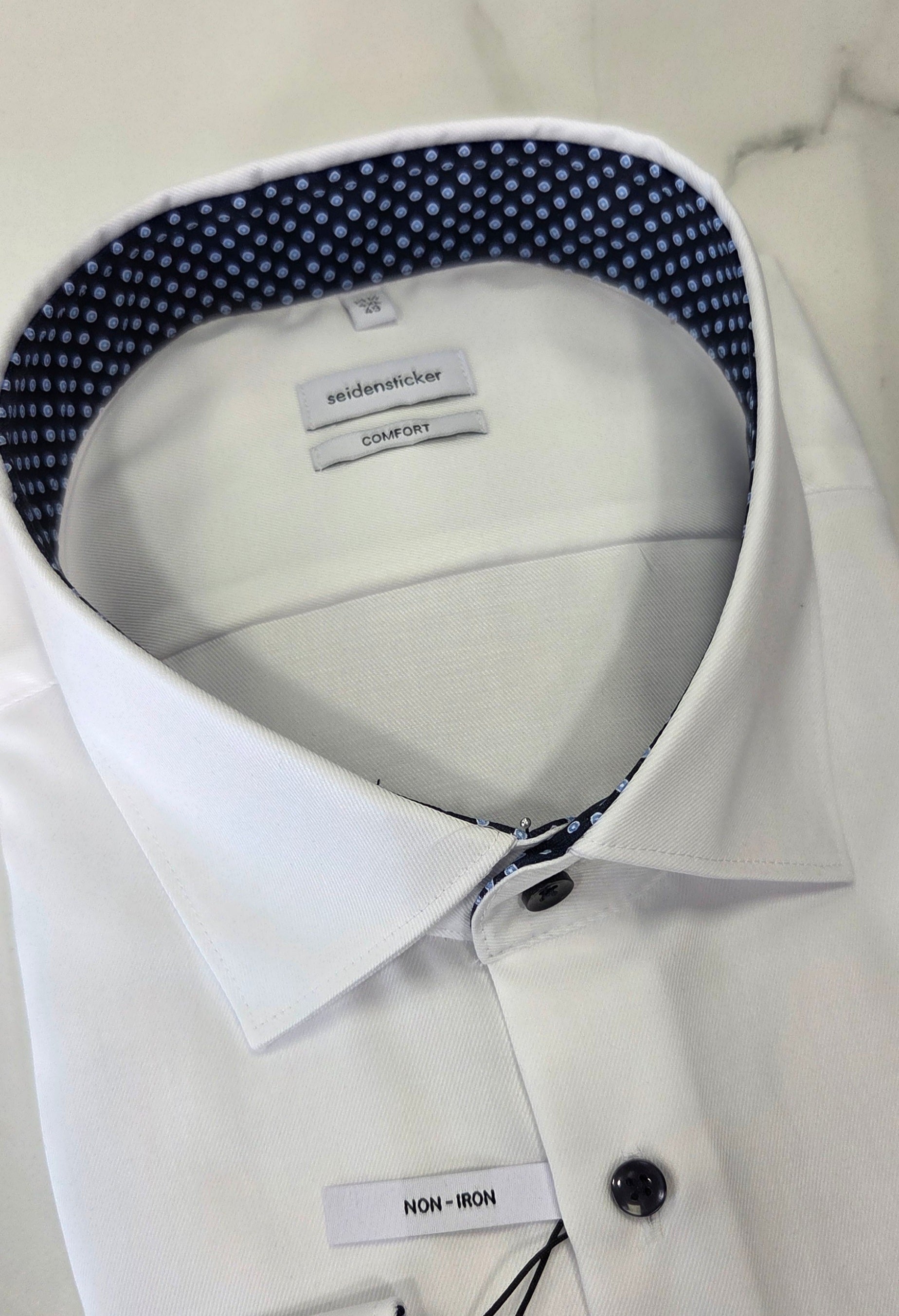 SEIDENSTICKER KENT REGULAR FIT L/S SHIRT PLUS SIZED (01.845542/01) - WHITE