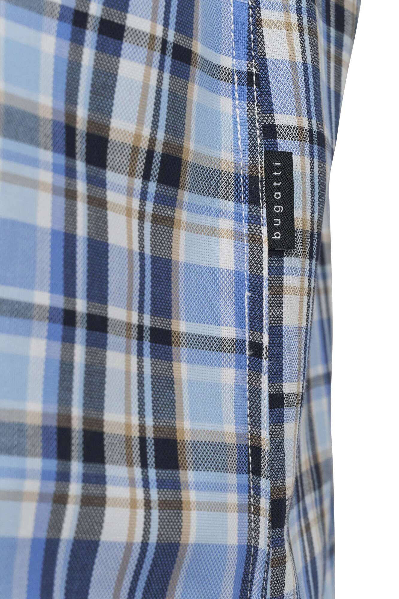 BUGATTI CHECK SHIRT SHORT SLEEVE - BLUE