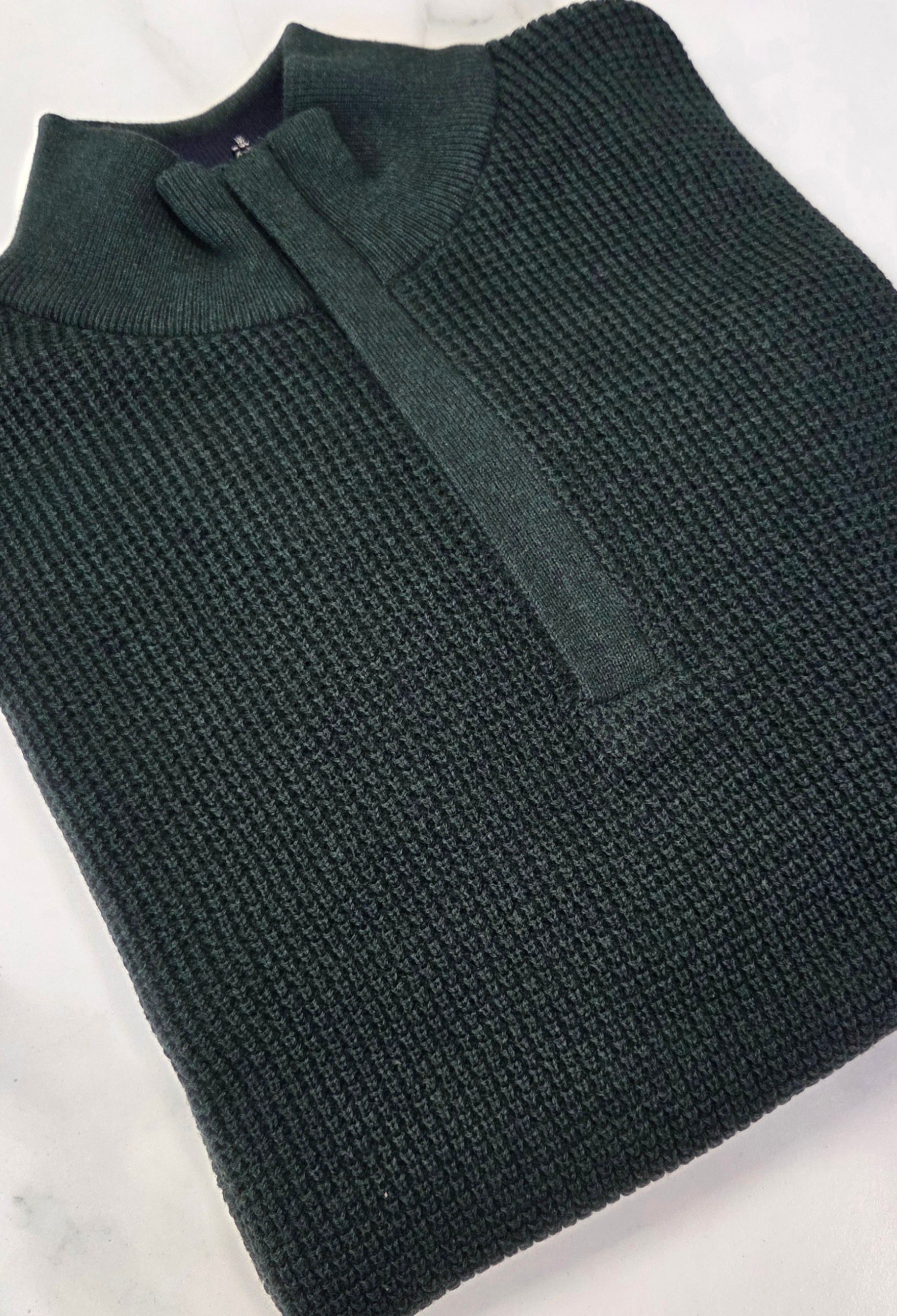 BAILEYS TEXTURED 1/4 ZIP KNITWEAR - KHAKI