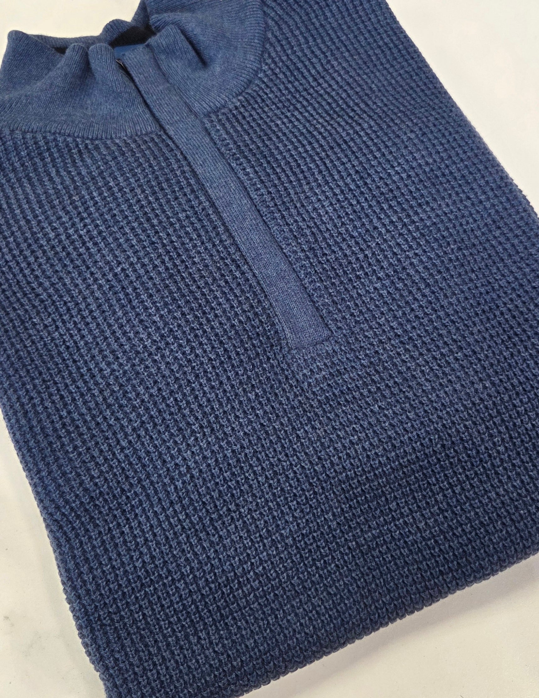 BAILEYS TEXTURED 1/4 ZIP KNITWEAR - DENIM