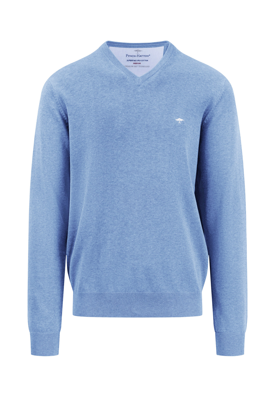 FYNCH HATTON V-NECK KNITWEAR - CRYSTAL BLUE