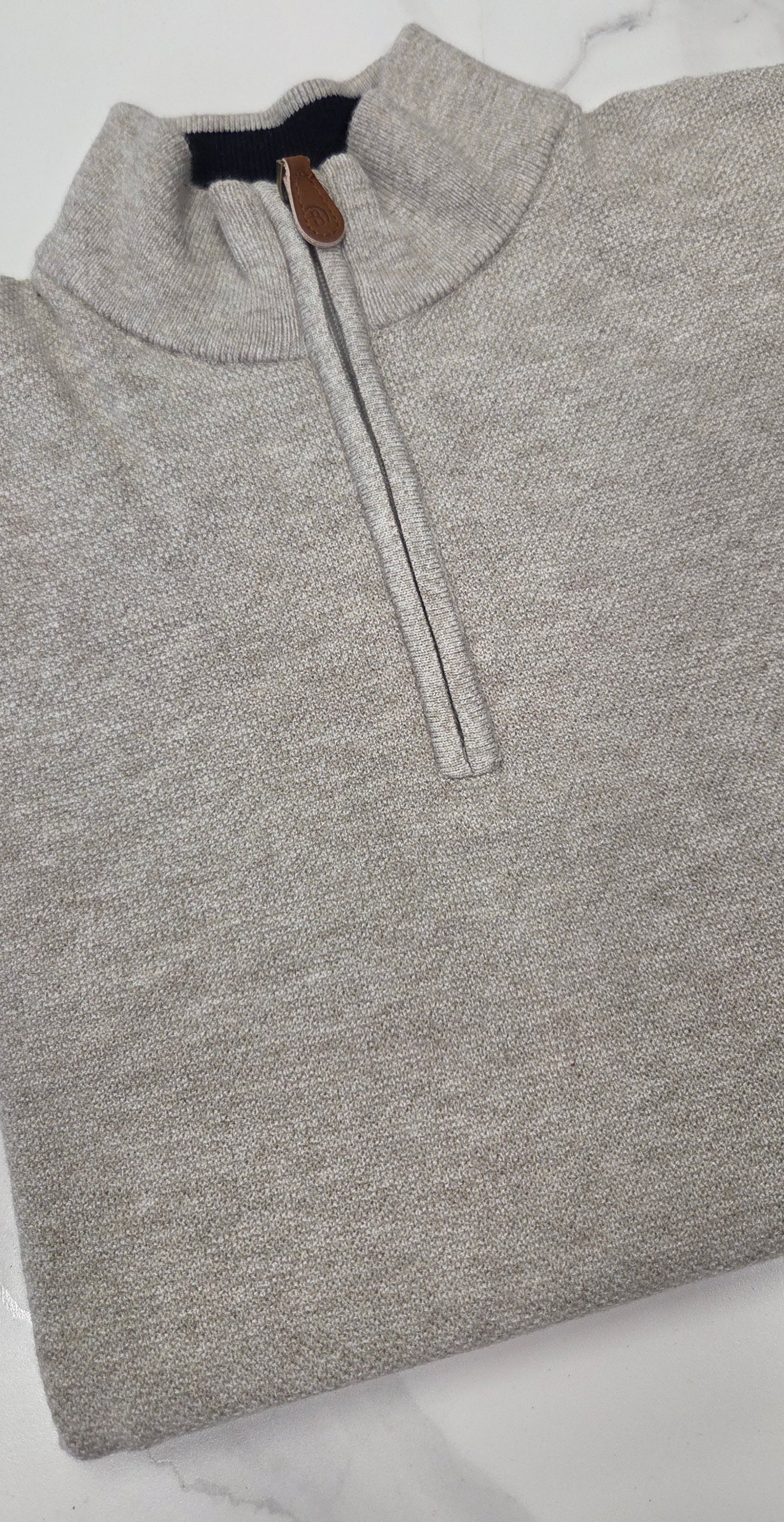 BENETTI QUINN 1/4 ZIP KNITWEAR - BEIGE