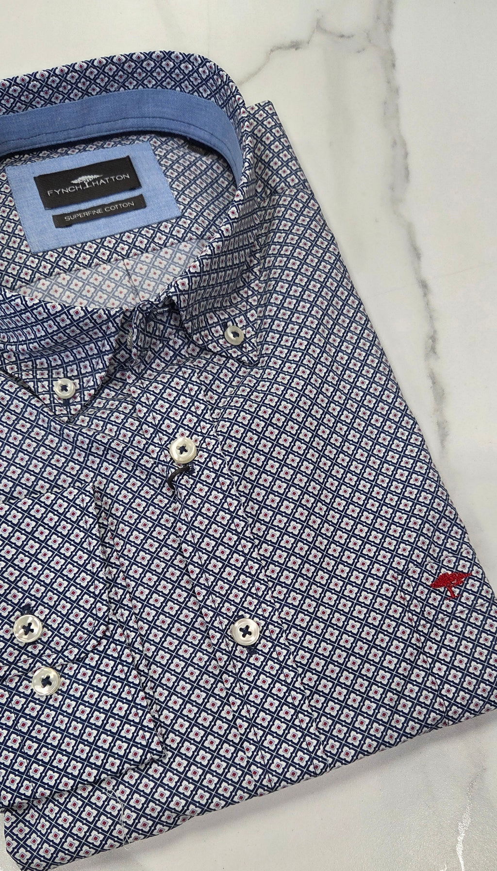 FYNCH HATTON GEOMETRIC PRINT L/S SHIRT (16108800/661) - MULTI