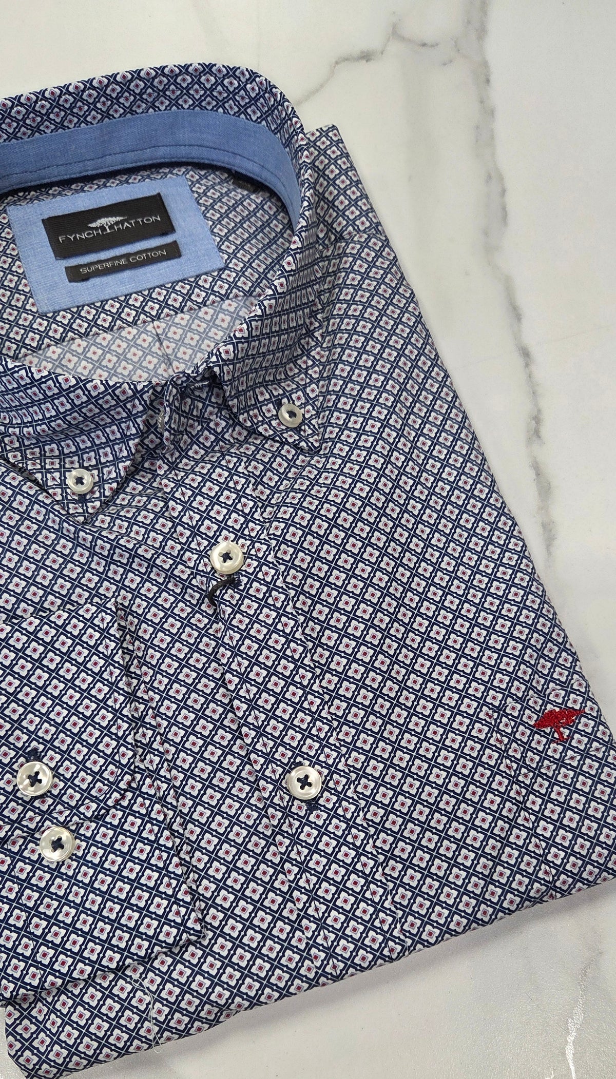 FYNCH HATTON GEOMETRIC PRINT L/S SHIRT (16108800/661) - MULTI