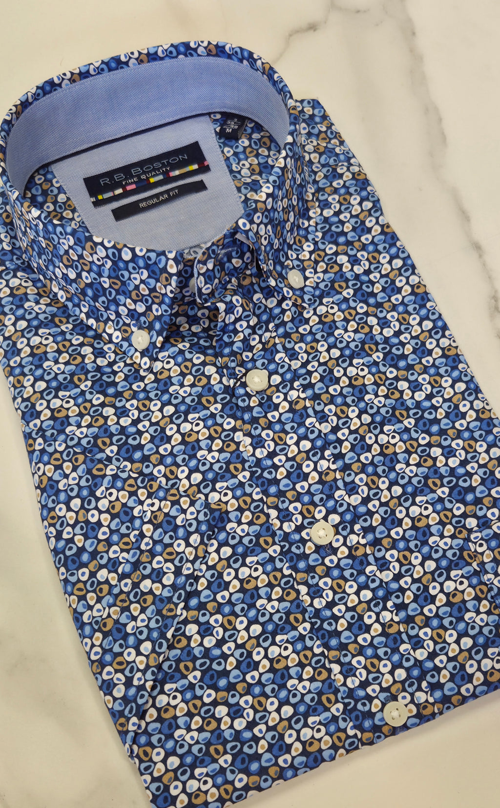 R.B BOSTON PATTERN S/S SHIRT (616670/639) - BLUE MULTI