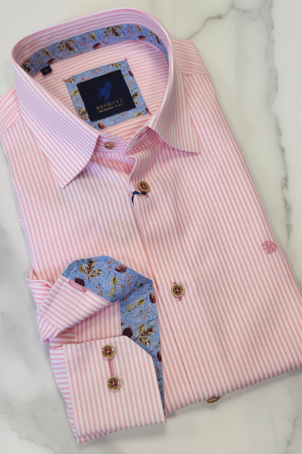 BENETTI ALEXANDER L/S SHIRT - PINK/WHITE