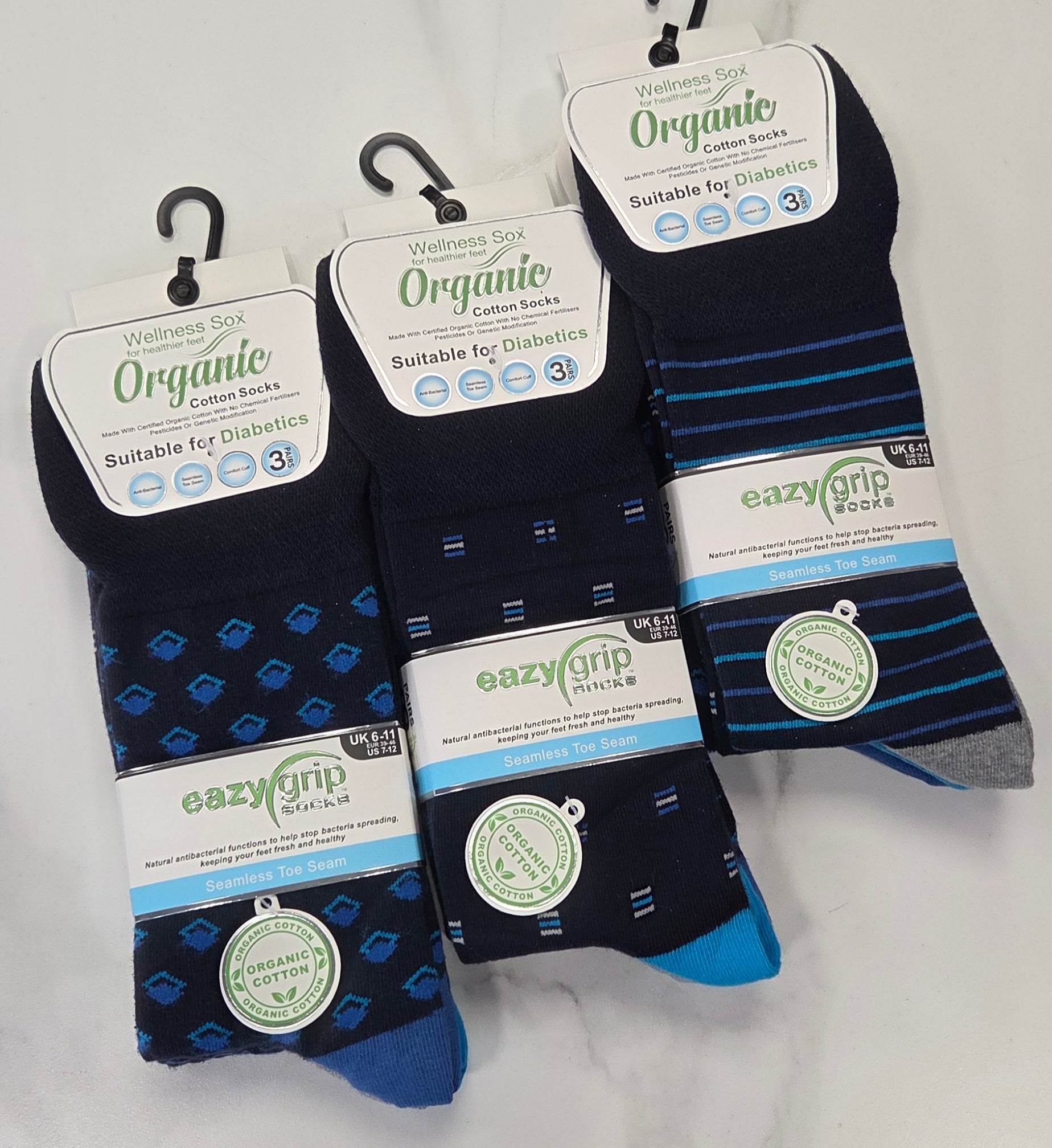 DIABETIC 3 PACK SOCK - NAVY MIX