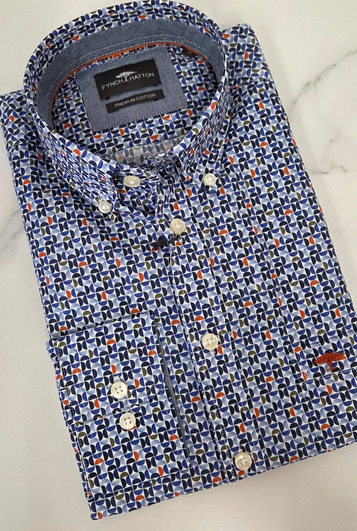 FYNCH HATTON RETRO PRINT SHIRT - MULTI